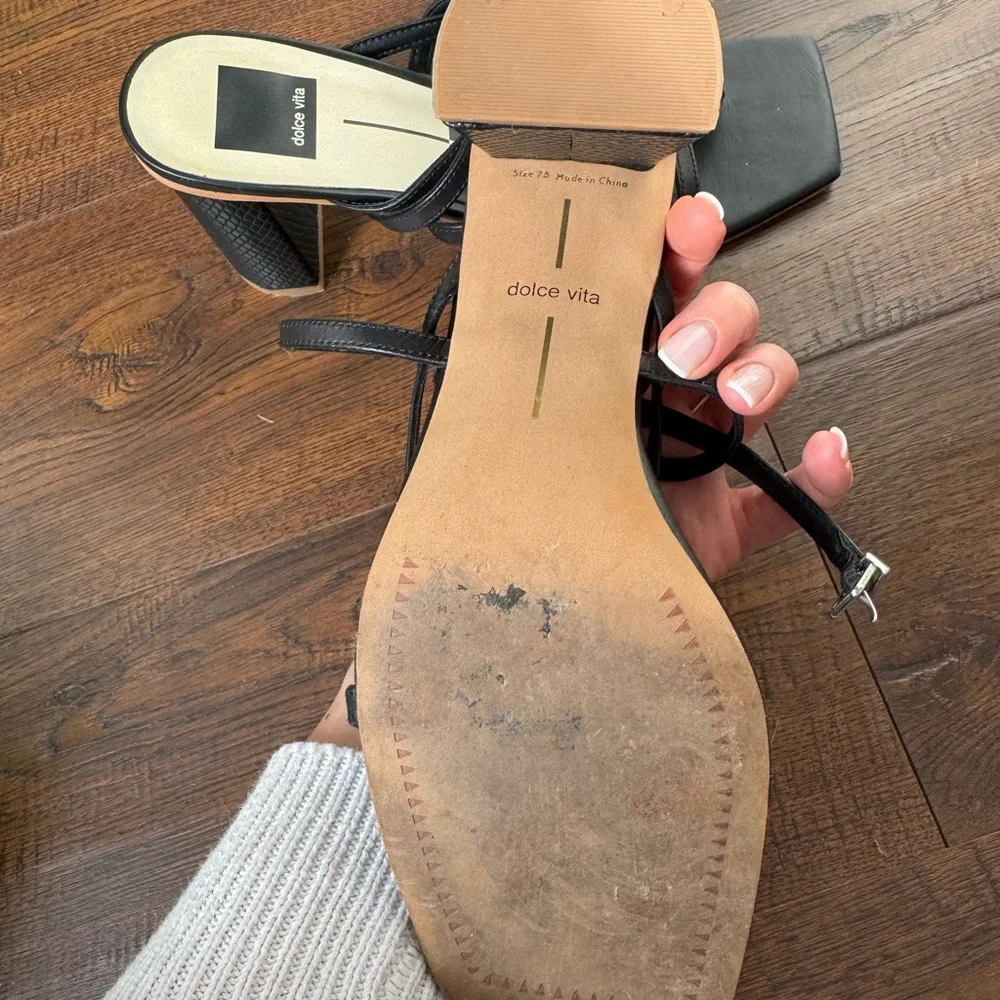 Black Strappy Heeled Sandals - Picture 2 of 2